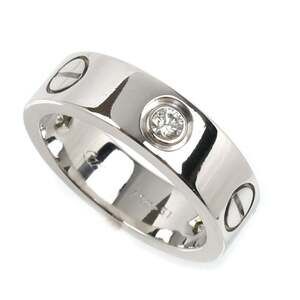 CARTIER Authentic 18k Silver Diamond Love Ring